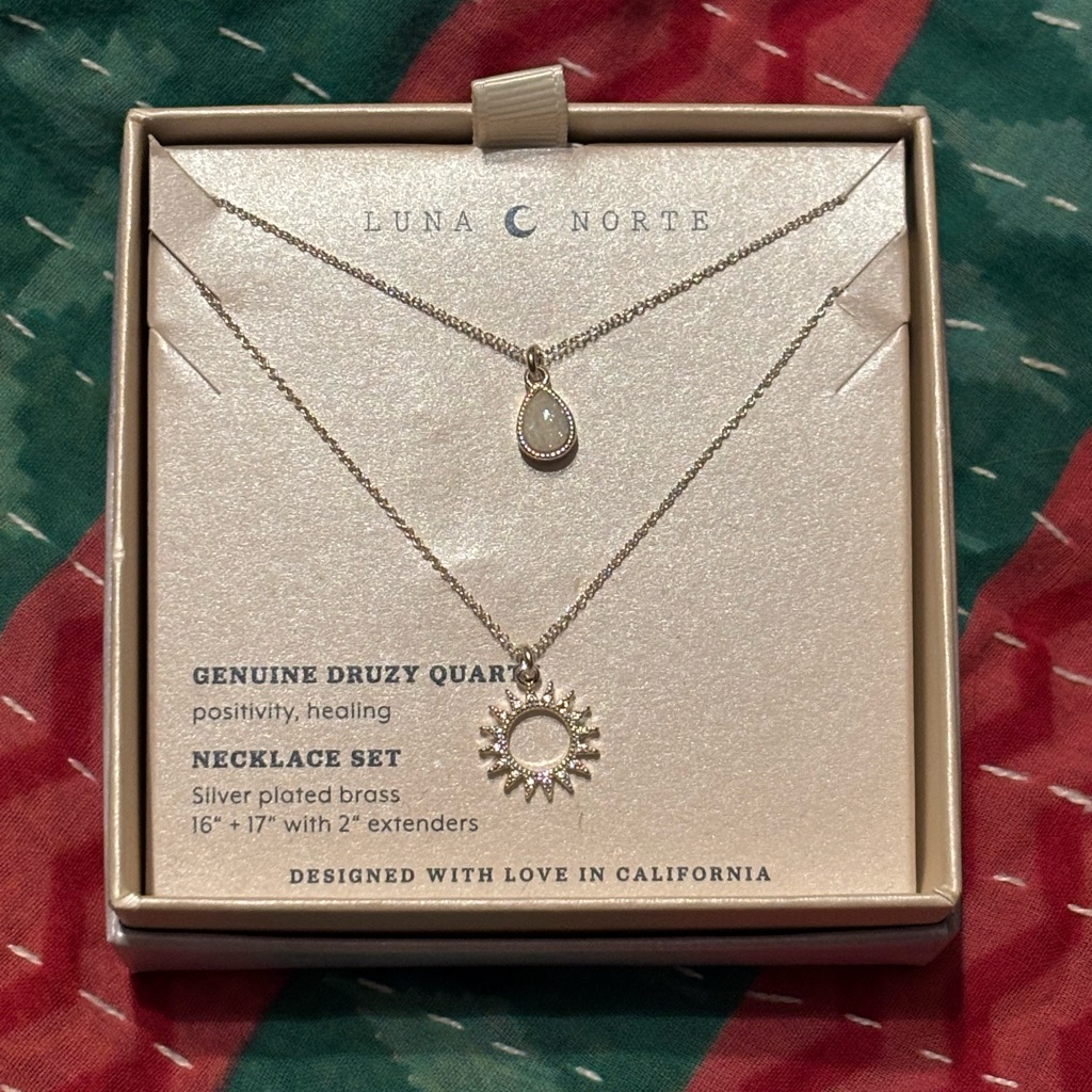 Luna Norte Silver Druzy Quartz Layered Necklace Set In White 30$